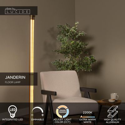 Lucide JANDERIN - Floor lamp - LED Dim. - CCT - 2x17W 2200K/3300K - Hand Wave Sensor - Champagne Color - Vibes